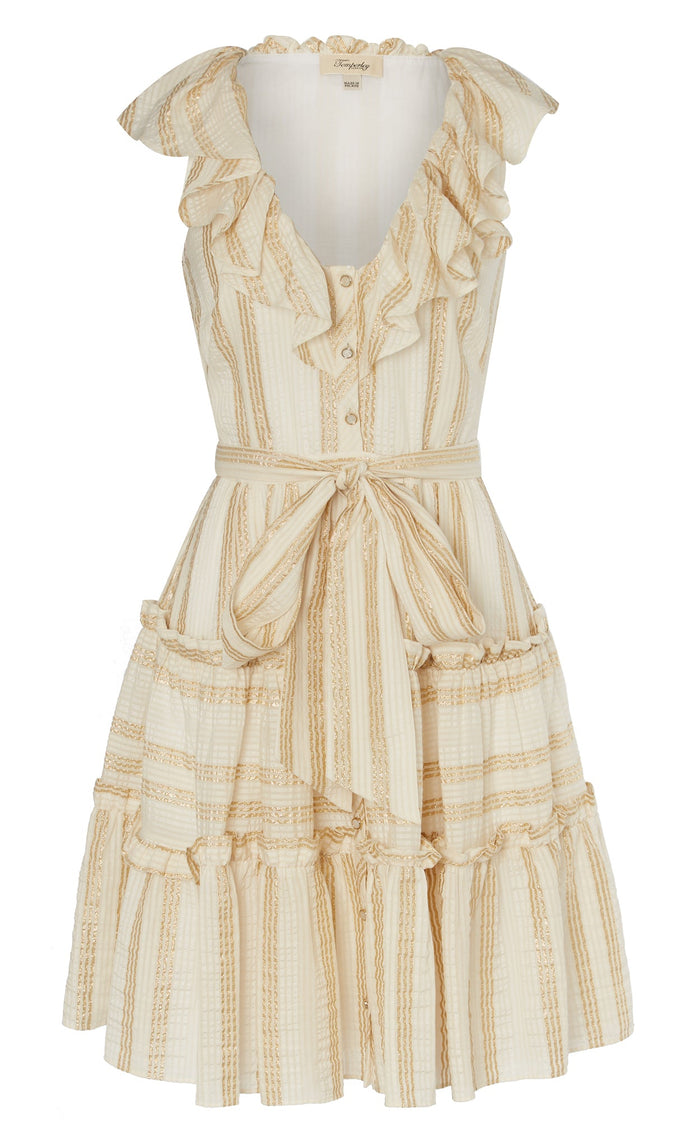 Benoto Mini Dress - Cream & Gold