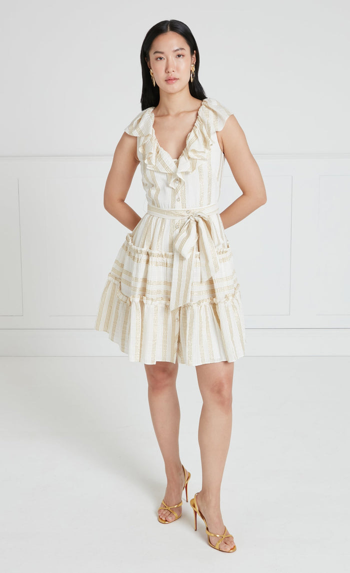 Benoto Mini Dress - Cream & Gold