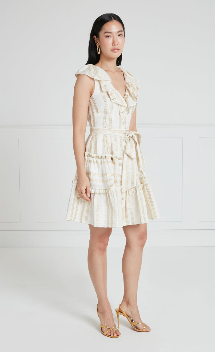 Benoto Mini Dress - Cream & Gold