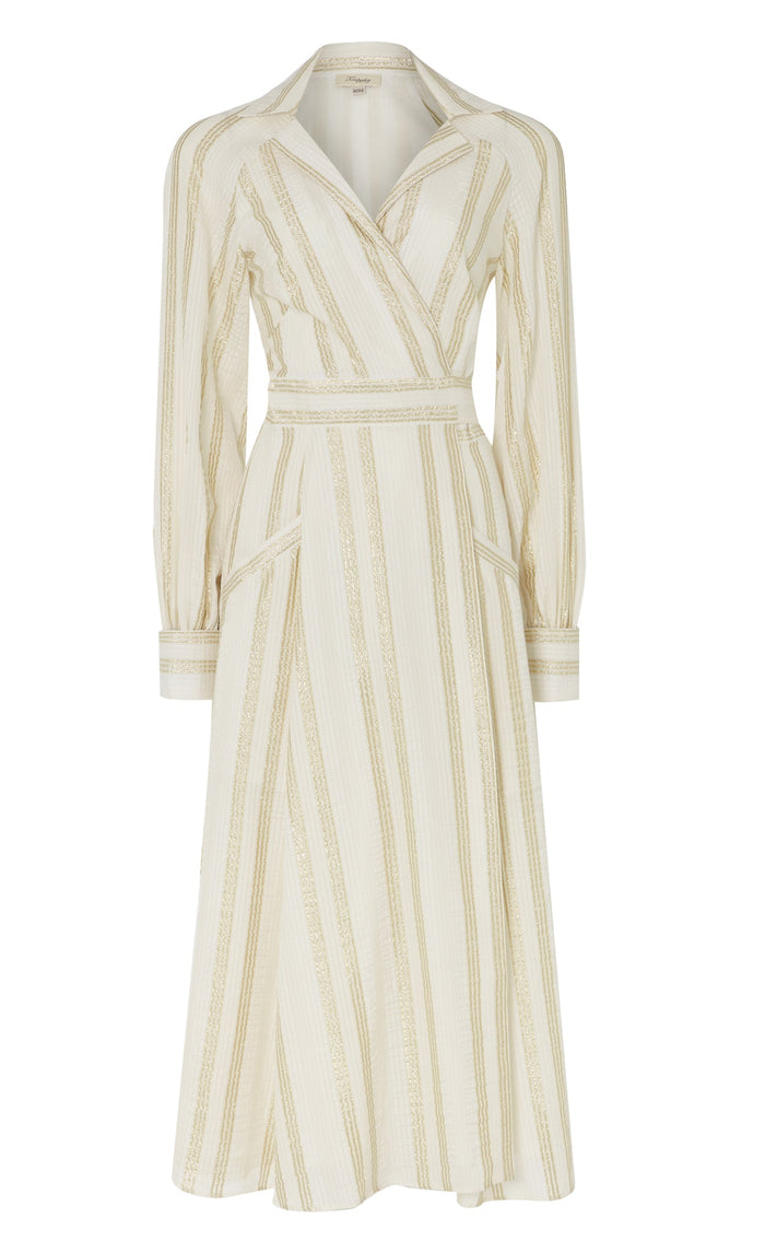 Benoto Wrap Dress - Cream & Gold