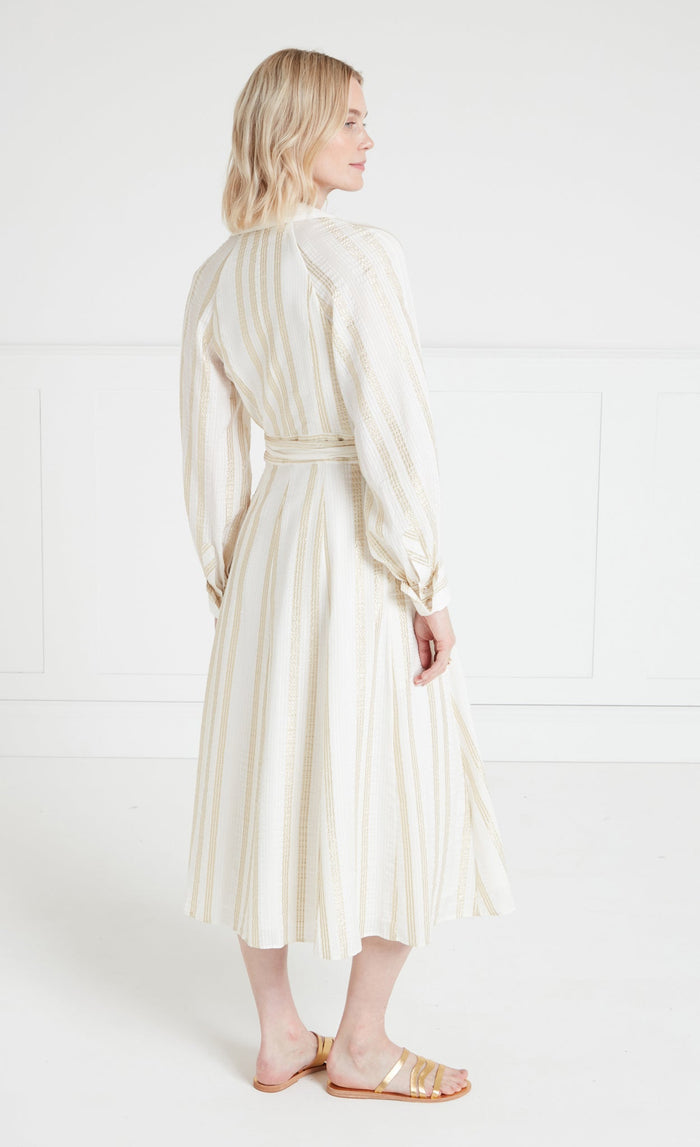 Benoto Wrap Dress - Cream & Gold