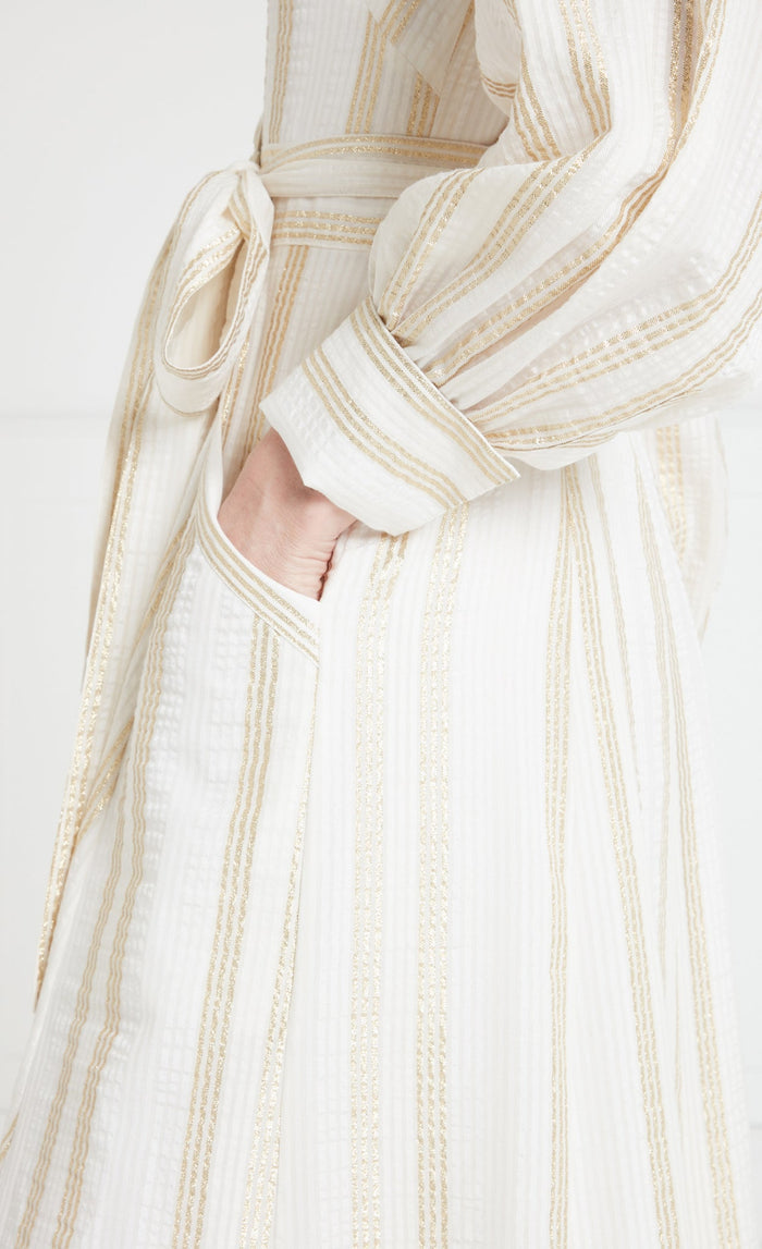 Benoto Wrap Dress - Cream & Gold