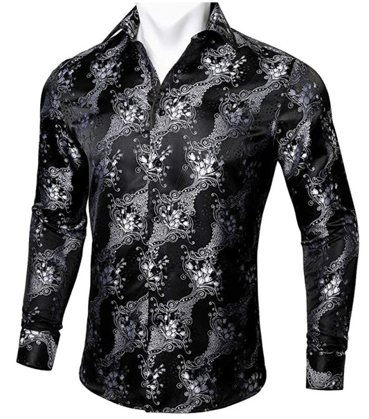Black and White Paisley Casual Shirts-CY-0016 - SimonVon Shop
