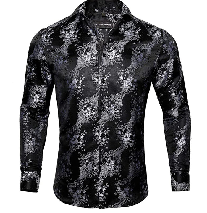 Black and White Paisley Casual Shirts-CY-0016 - SimonVon Shop