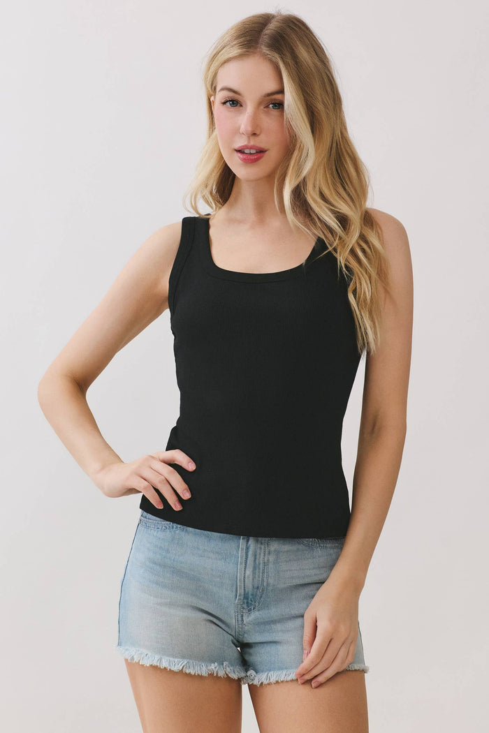 Black Cotton Scoop Neck Tank