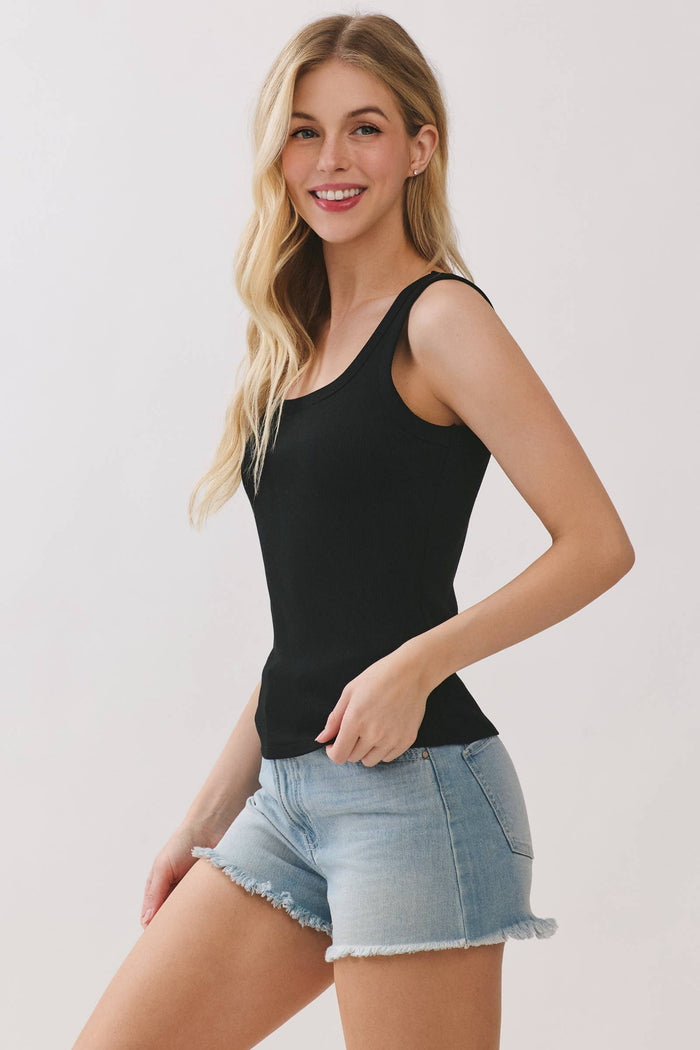 Black Cotton Scoop Neck Tank