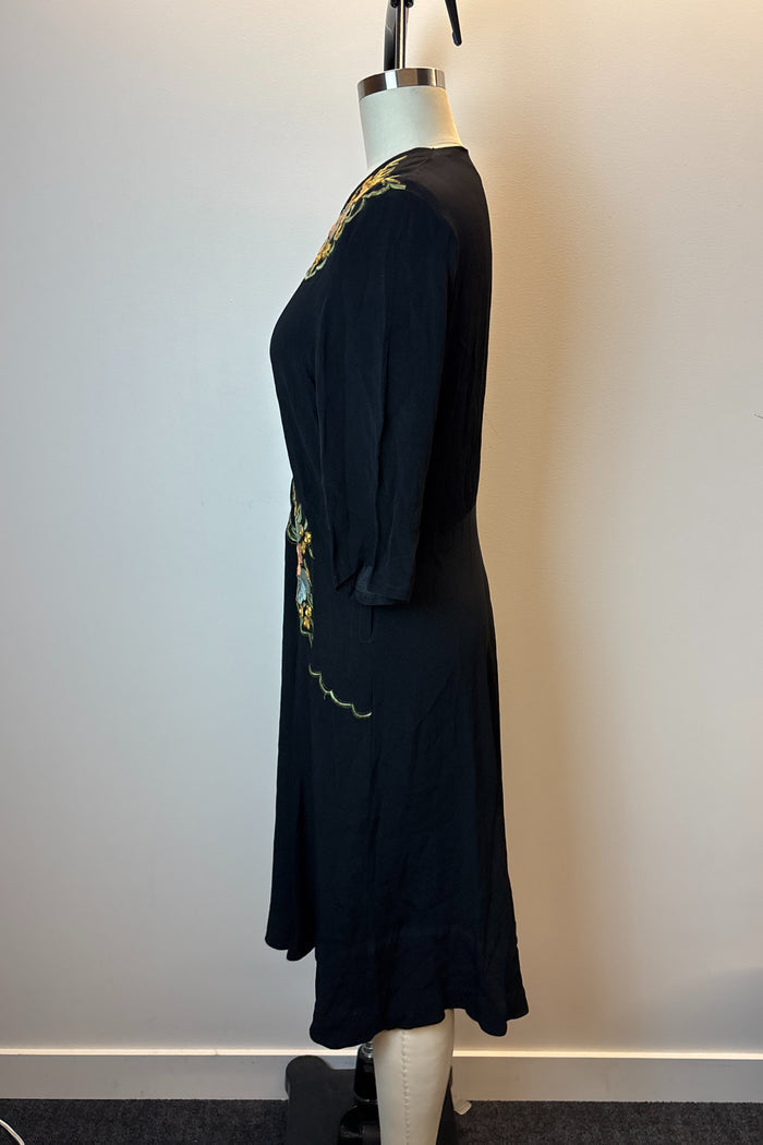 Black Floral Embroidered Midi Dress image 1