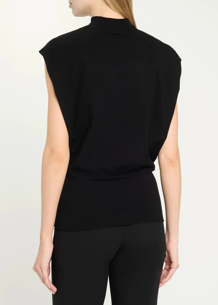 Black Juli Draped Cape Top - Amor Lafayette