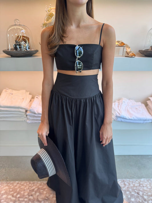 Black Poplin Drop Waist Skirt - Amor Lafayette