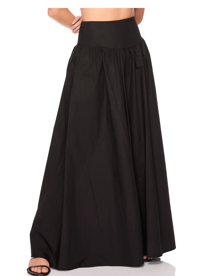 Black Poplin Drop Waist Skirt - Amor Lafayette