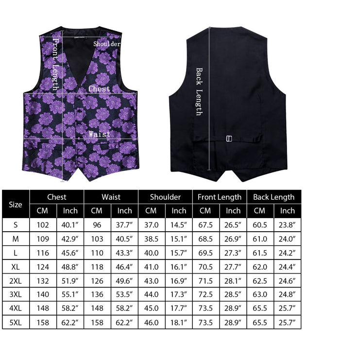 BLACK SILVER PAISLEY JACQUARD SILK WAISTCOAT VEST HANDKERCHIEF CUFFLINKS TIE VEST SUIT SET- MJ-0148 - SimonVon Shop