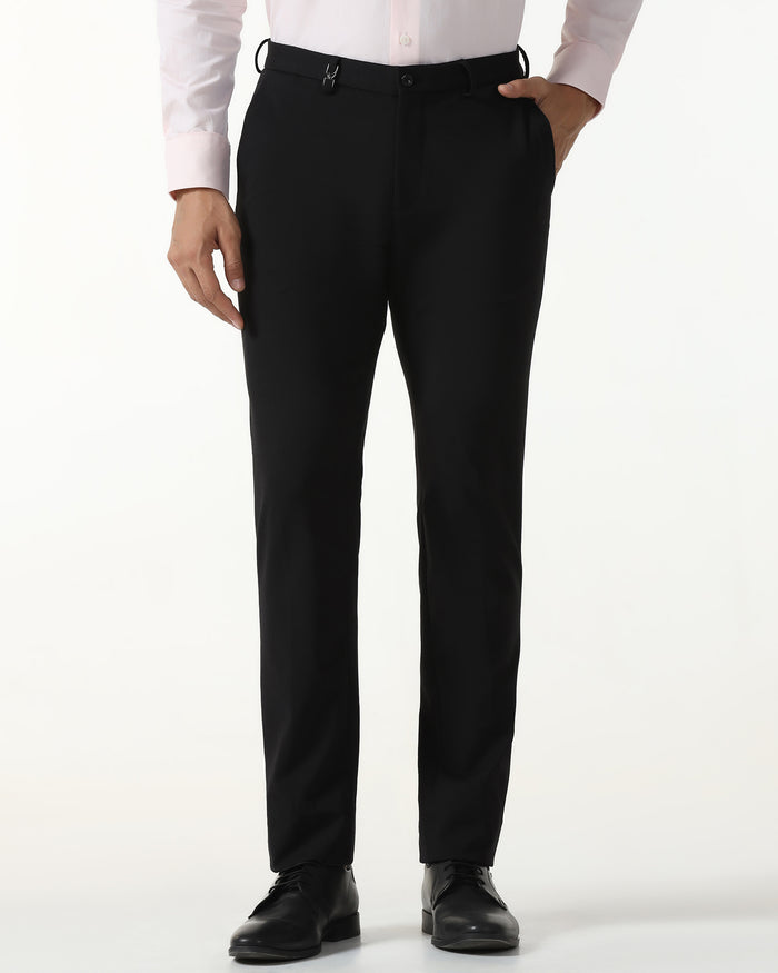 Black Solid Trouser - Black-265