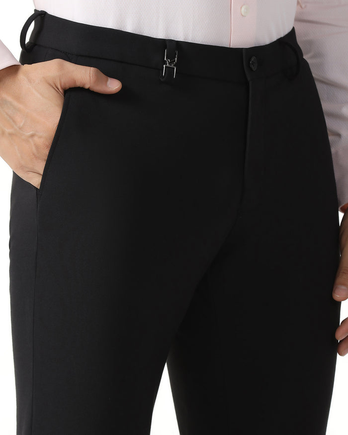 Black Solid Trouser - Black-265