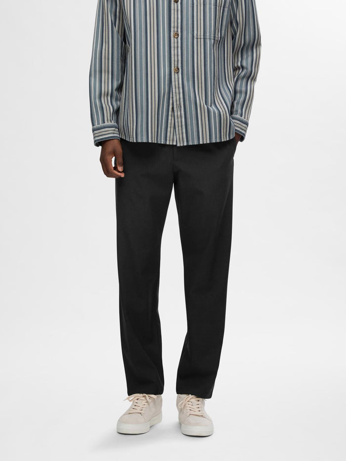 Black Straight Robert String Pant