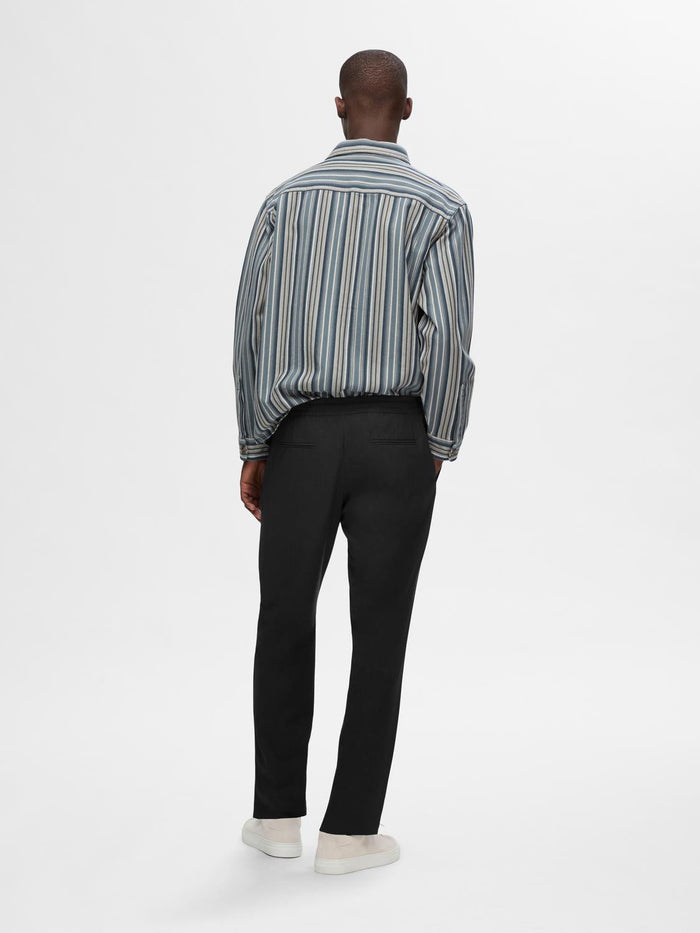 Black Straight Robert String Pant