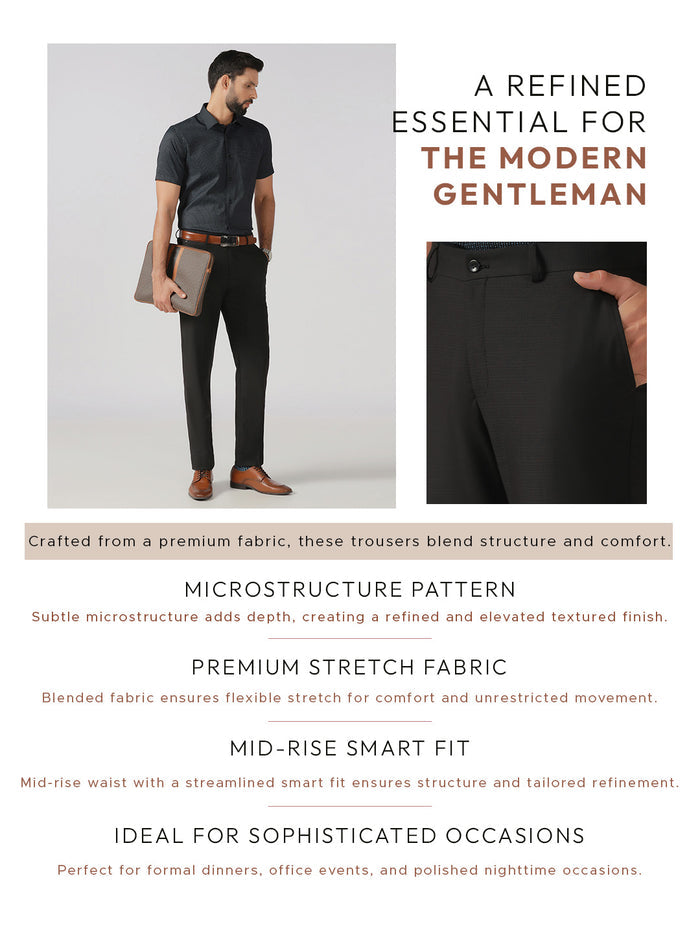 Black Textured Trouser - Black-267