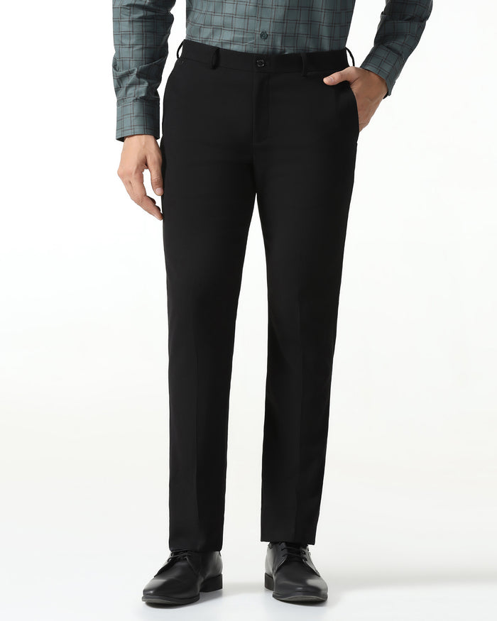 Black Textured Trouser - Black-269