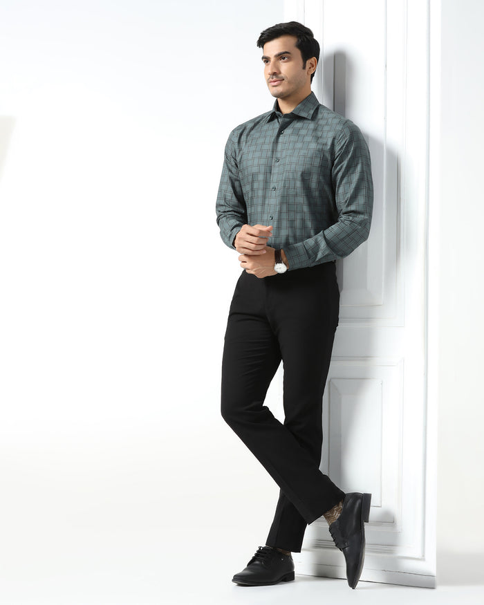 Black Textured Trouser - Black-269
