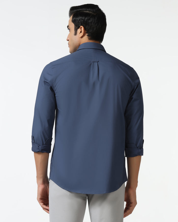 Blue Solid Shirt - Lujo