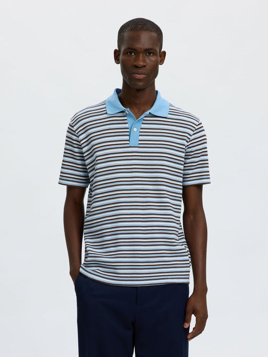 Blue Striped Knitted Polo