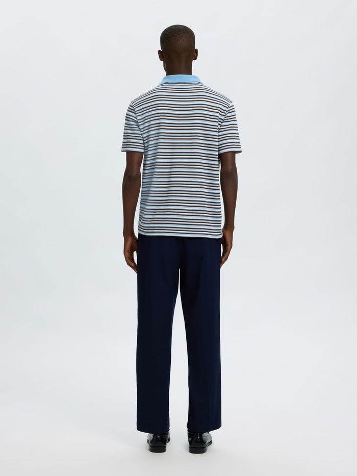Blue Striped Knitted Polo