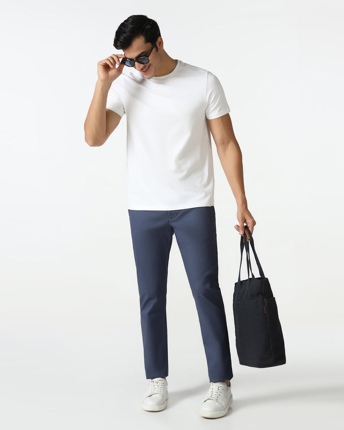 Blue Textured Khakis - Kary