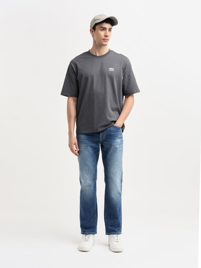 Blue Washed Straight Fit Jeans