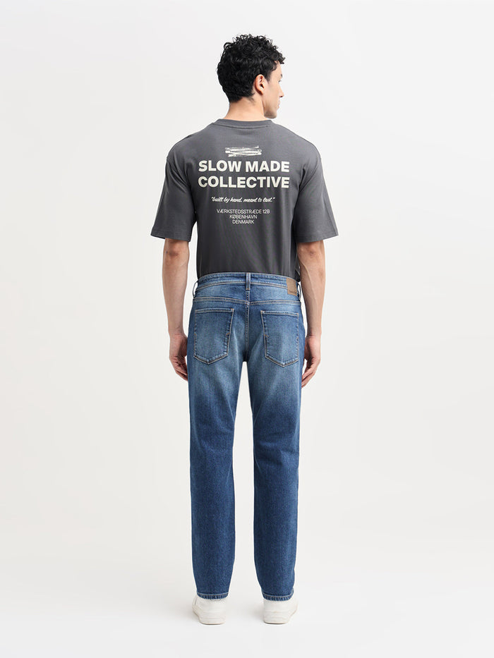 Blue Washed Straight Fit Jeans