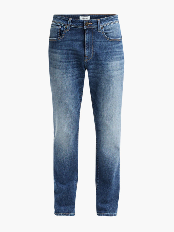 Blue Washed Straight Fit Jeans