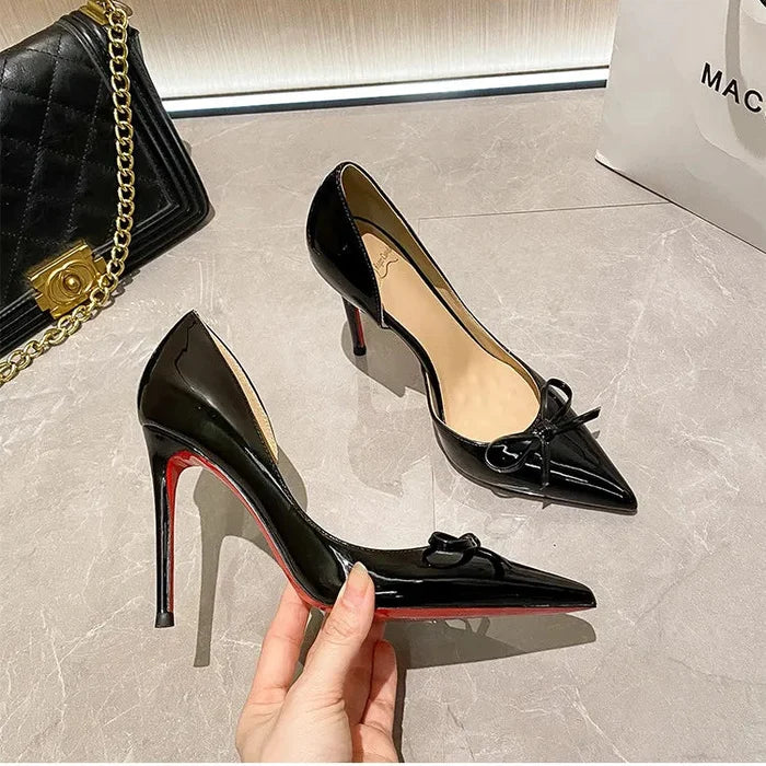 Bow Pointed Red Sole Heels - Fashionnsio