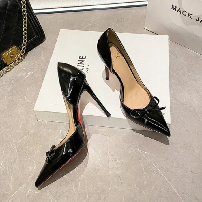 Bow Pointed Red Sole Heels - Fashionnsio