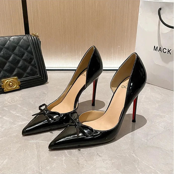 Bow Pointed Red Sole Heels - Fashionnsio