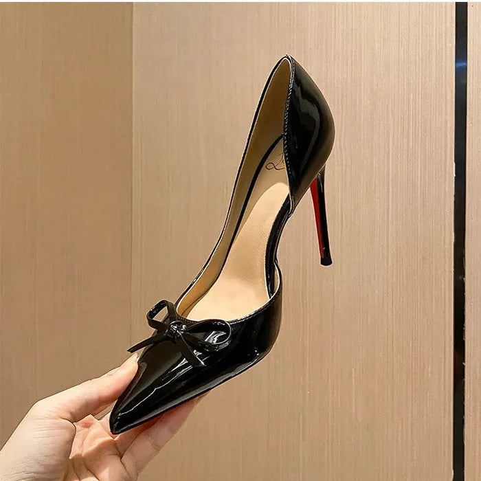 Bow Pointed Red Sole Heels - Fashionnsio