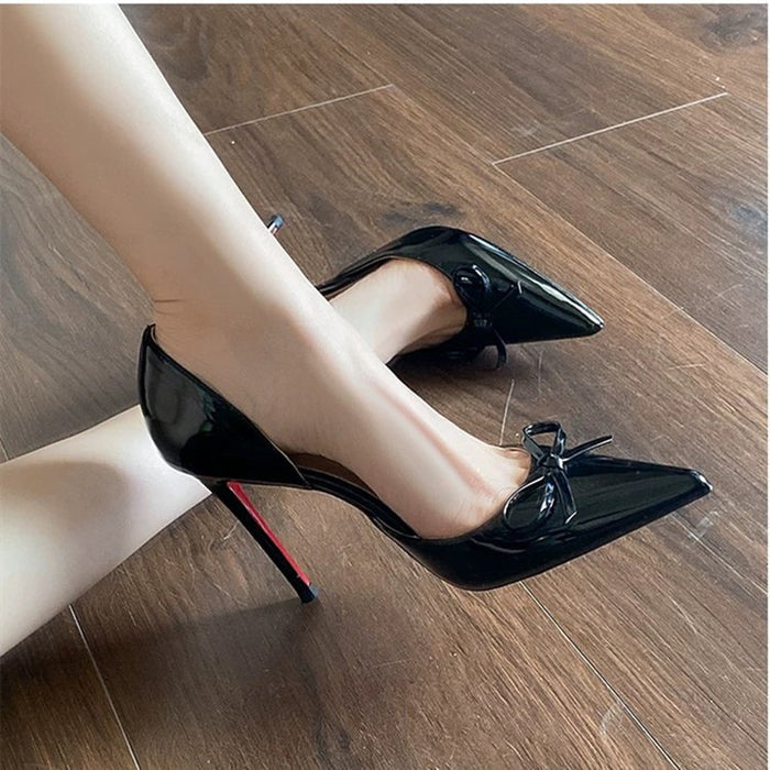Bow Pointed Red Sole Heels - Fashionnsio