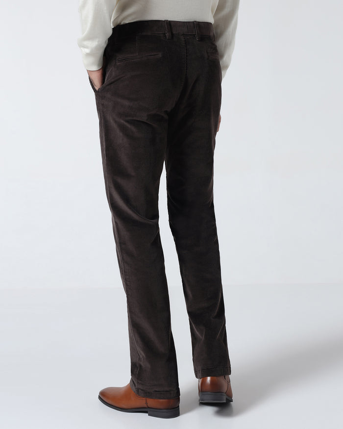 Brown Corduroy Solid Khakis - Magne