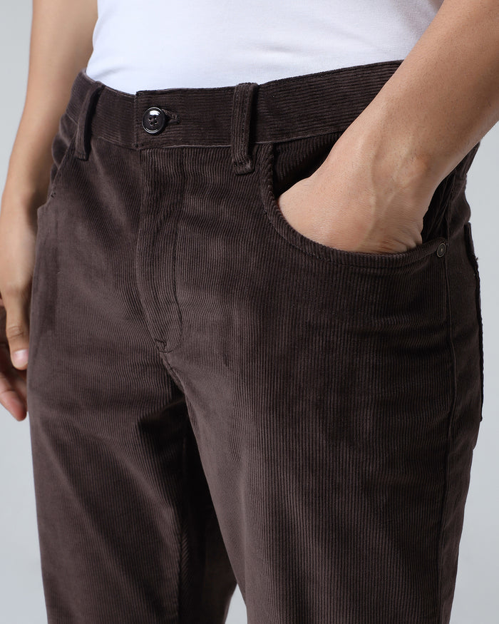 Brown Corduroy Solid Khakis - Magne
