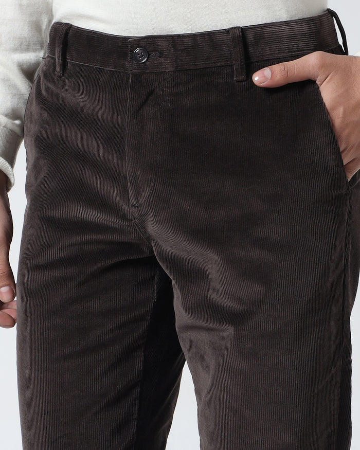 Brown Corduroy Solid Khakis - Magne