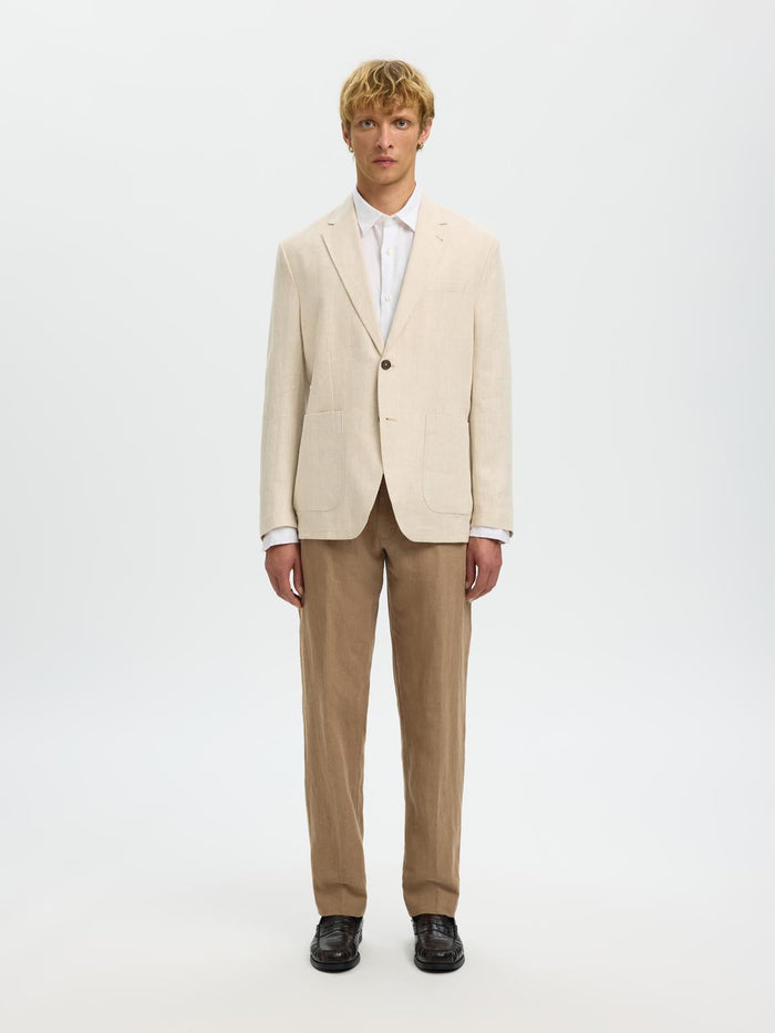 Brown Linen Straight Fit Pants