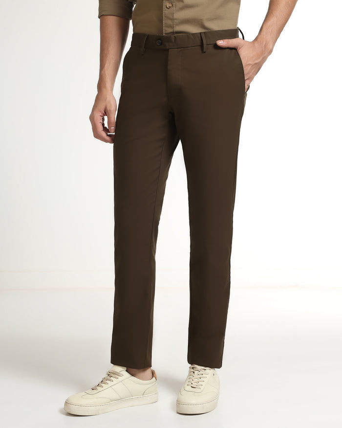 Brown Unwrinkle Solid Khakis - Tigris