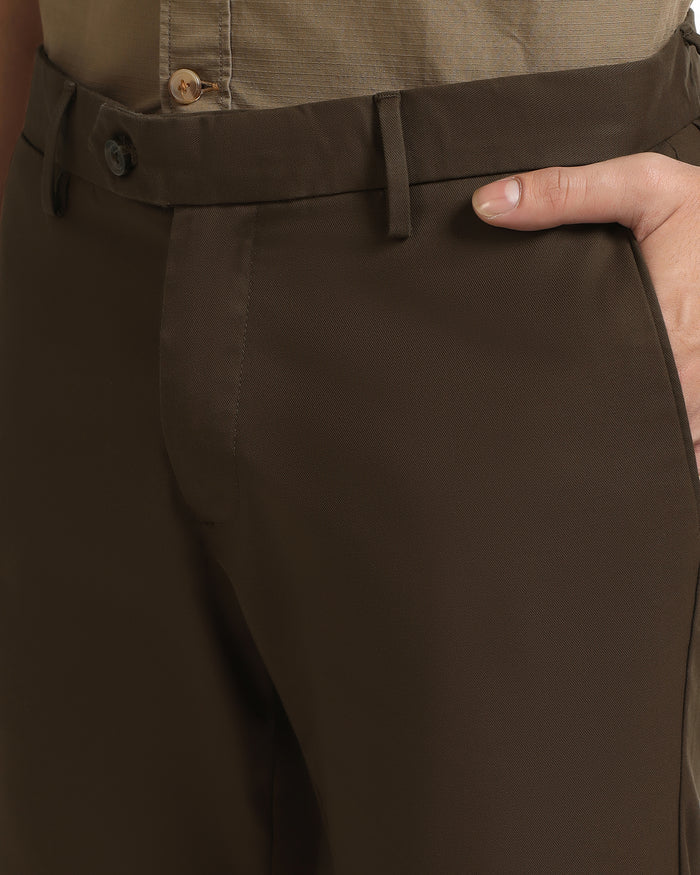 Brown Unwrinkle Solid Khakis - Tigris
