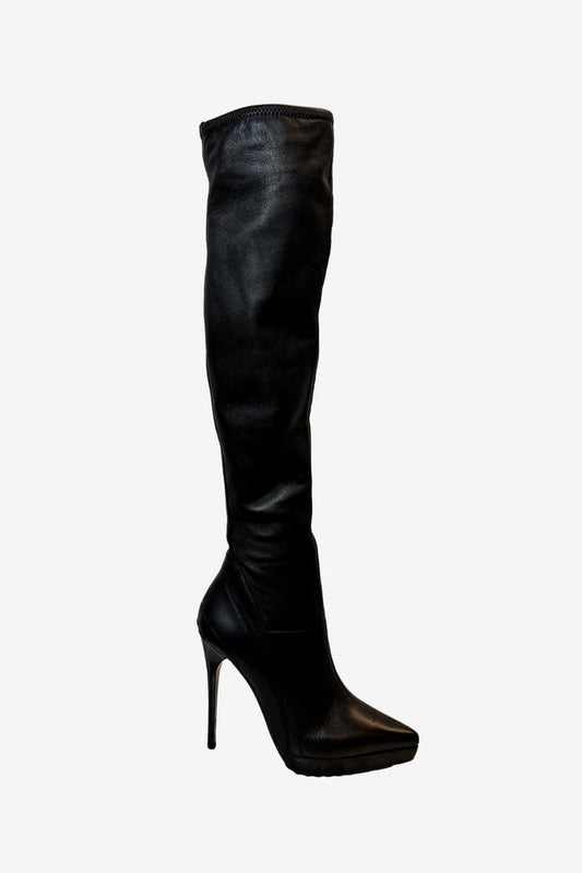 Burberry Over The Knee Leather Stiletto Black Leather Boots image 0