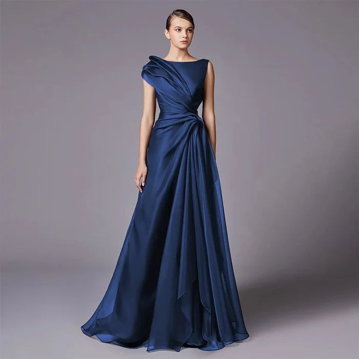 Burgundy Elegant A-Line Evening Dress with Draped Shoulder LA72944 - SERENE HILL