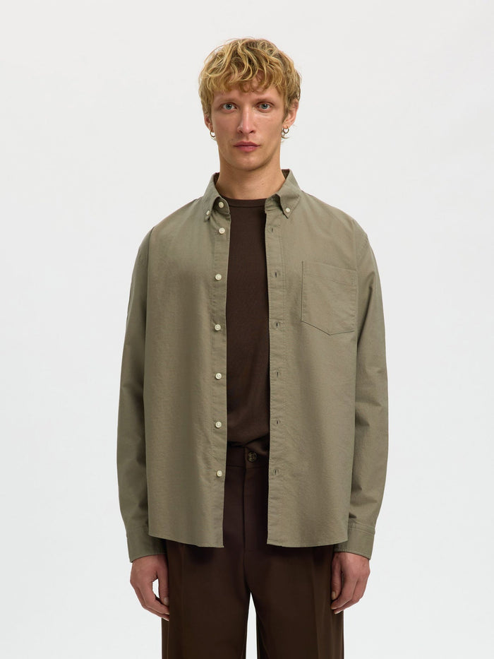 Button-Down Collar Cotton Shirt