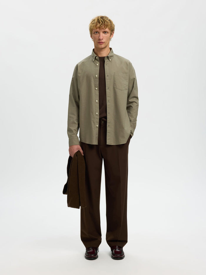 Button-Down Collar Cotton Shirt