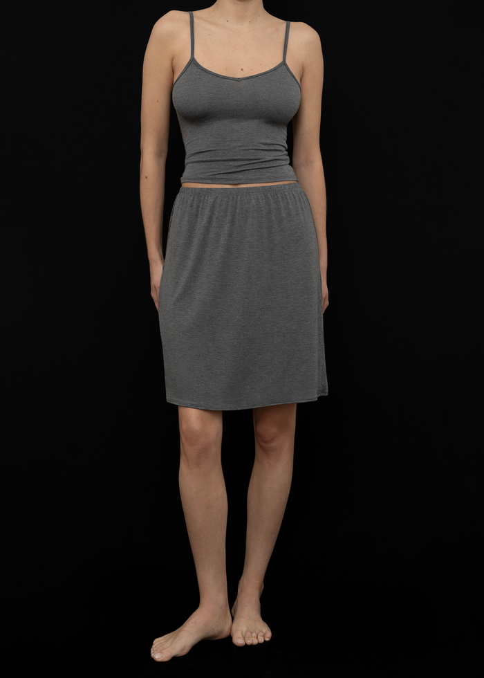 Front View of Recline Cami in Charcoal from KYE Intimates in Los Angeles.