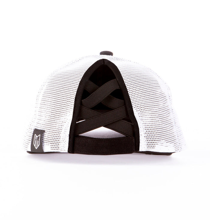 Casquette Headrush Sergé Avec Élastique Croisé blanc noir