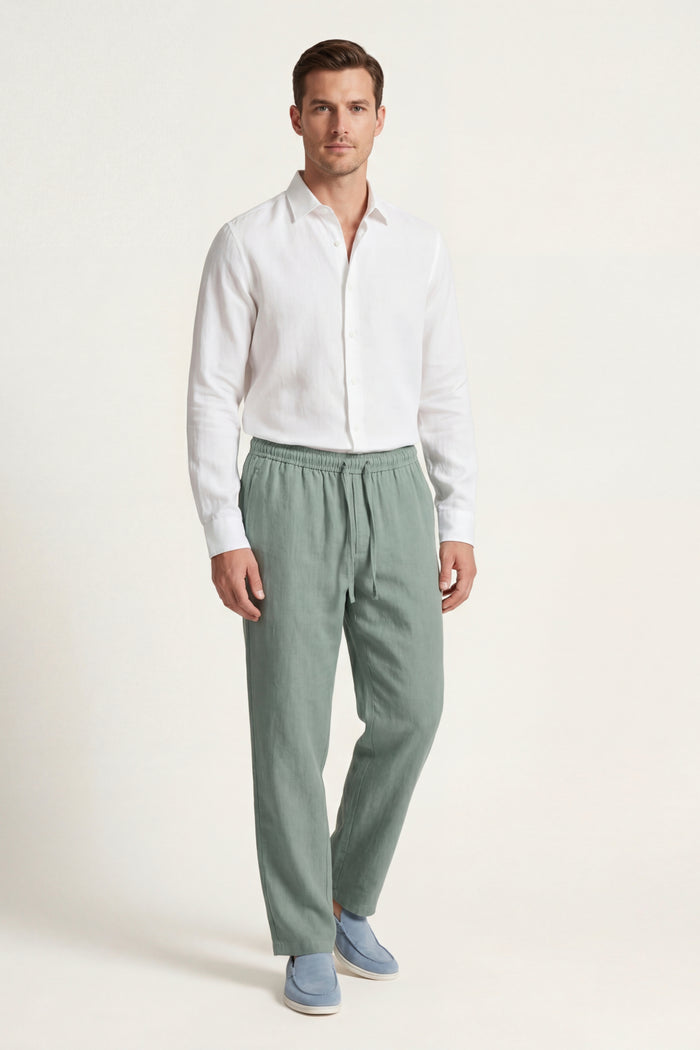 Catania Linen Pantalon Green