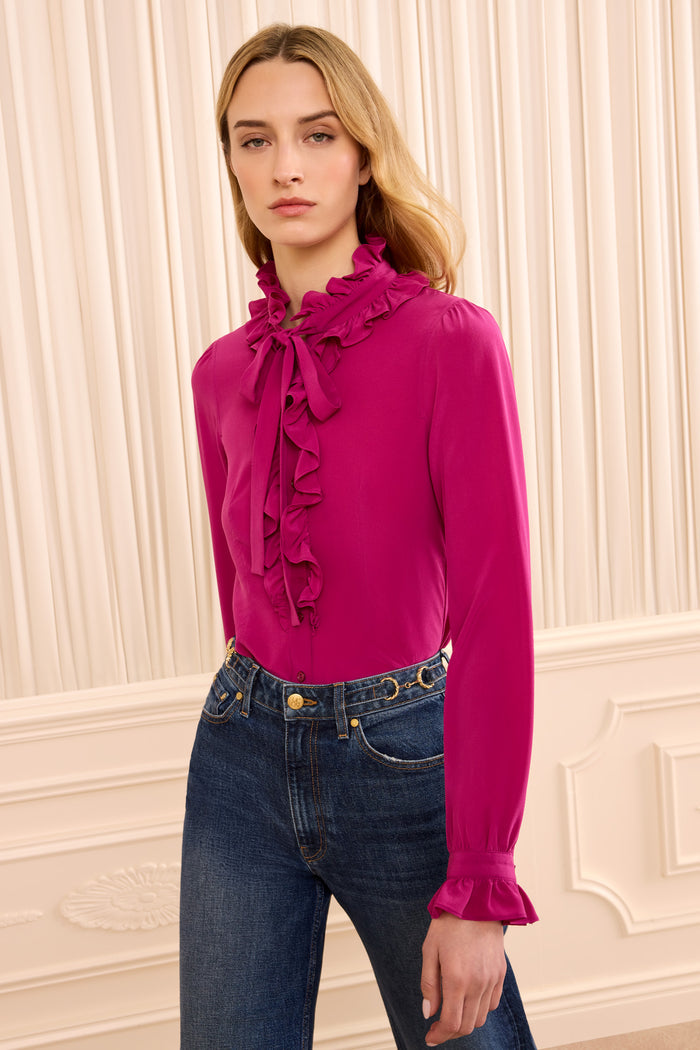 Catroux Long Sleeve Silk Blouse - Orchid