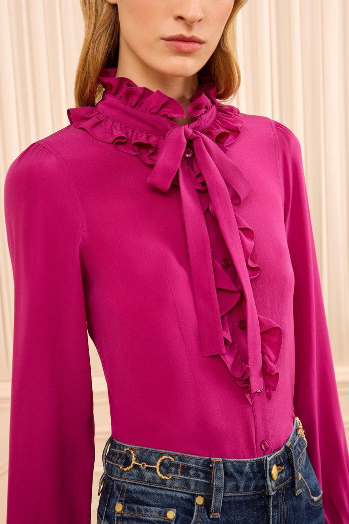 Catroux Long Sleeve Silk Blouse - Orchid