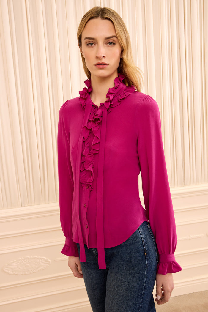 Catroux Long Sleeve Silk Blouse - Orchid